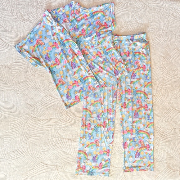 Retro Care Bears Women XL Favorite Bears Pose Pajama Pants Set Kidcore Nostalgic - Picture 8 of 15